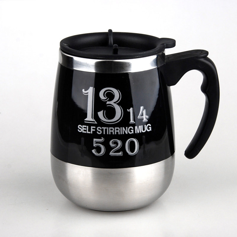 Auto rühren becher Selbst Rühren Becher Edelstahl mischen Kaffee Tee Tasse mit Deckel Automatische Elektrische Faul Kaffee Milch Mischen: 1314-Schwarz