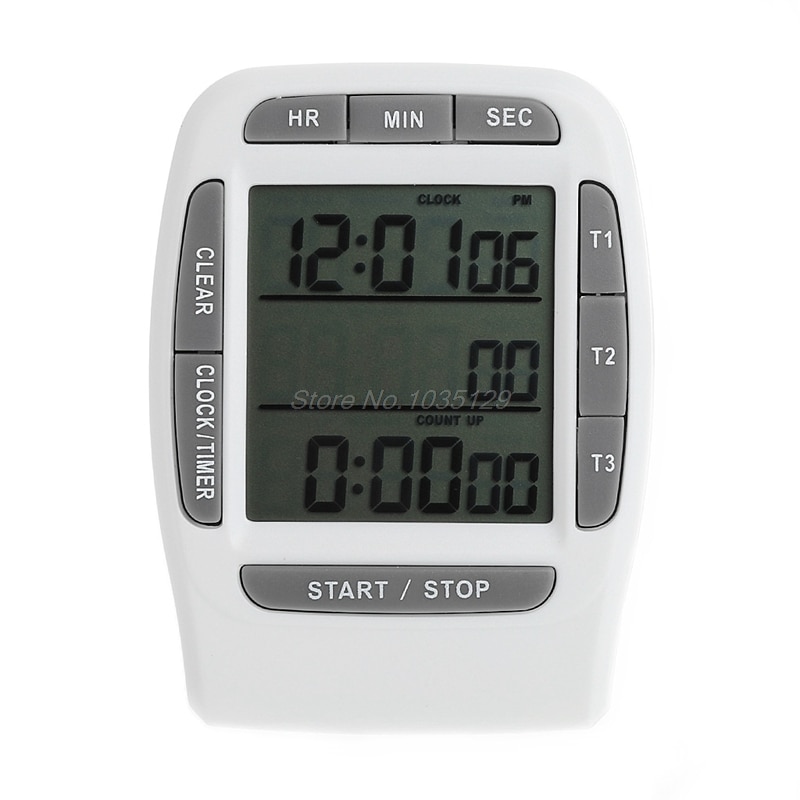 1Pc Digital LCD Multi-Channel Timer CountDown Laboratory 3 Channel Timers 99 Hours Whosale