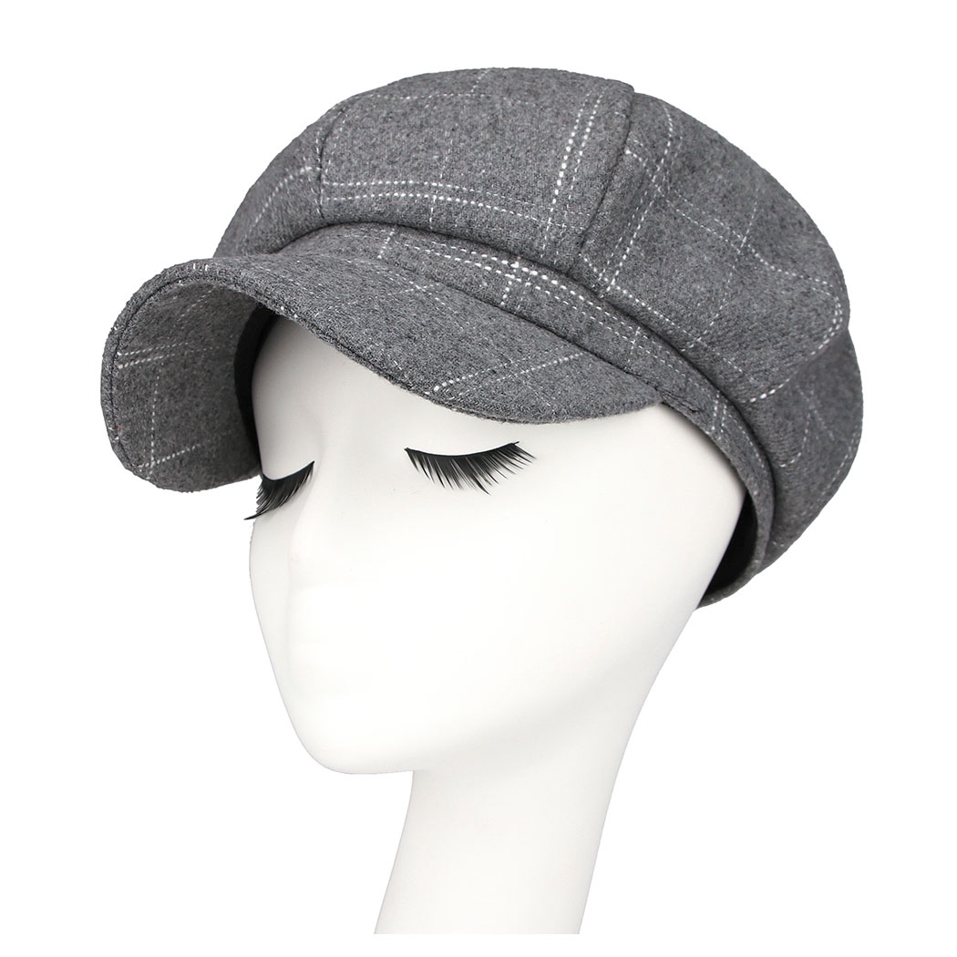 Sombrero Octagonal de tela escocesa para mujer gorra de béisbol de Vintage de invierno sombreros de ala de algodón Casual Boina otoño para mujer tapas