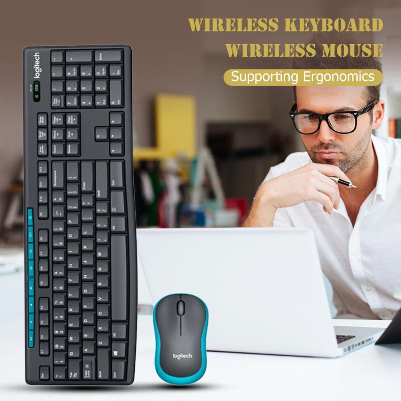 Logitech MK275 USB Wireless Keyboard 1000 DPI Optical Ergonomic Mouse Combo Computer Peripheral Accessories