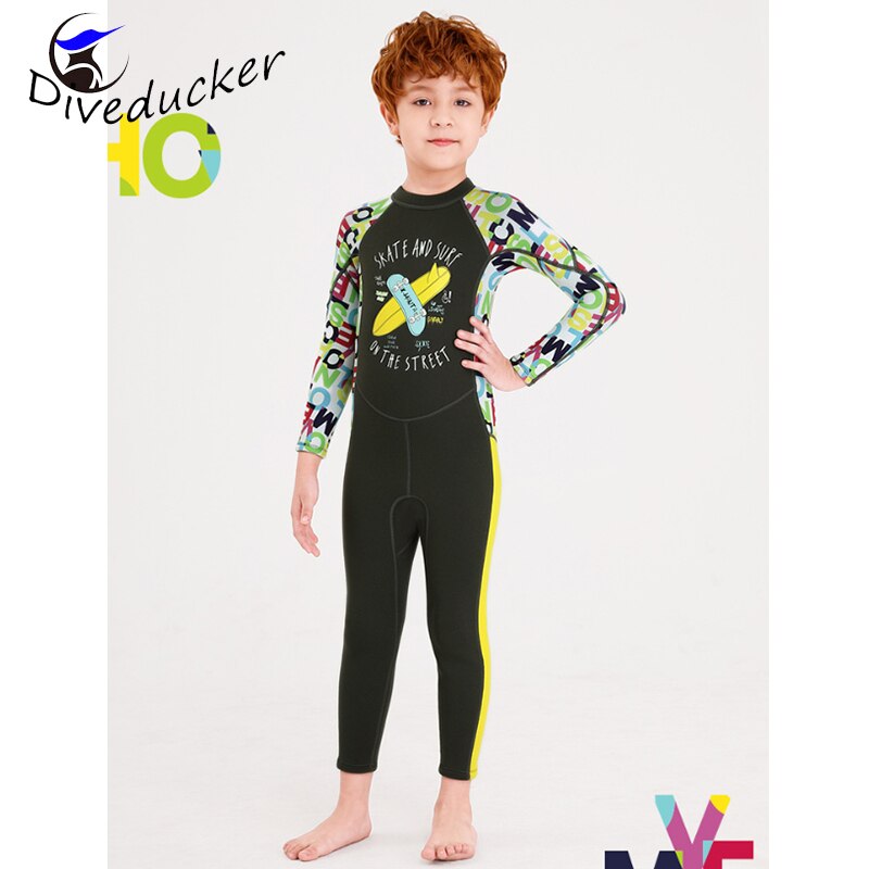 2.5mm neopren one pieces våddragter børn badetøj dykkerdragter lange ærmer piger surfing børn udslæt vagter snorkel uv protec: Grå / Xxl