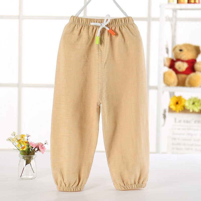 12M-5T Baby Summer Candy Color Anti-Mosquito Pants Boy Girl Soft Bamboo Cotton Tie Bloomers Loose Pants Kids Spring Harem Pants