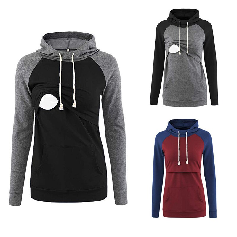 Autumn Casual Hoodies Women Maternity Nursing Pullover Breastfeeding Hoodies Pregnant Women Mother Breast Feeding Sweatshirt