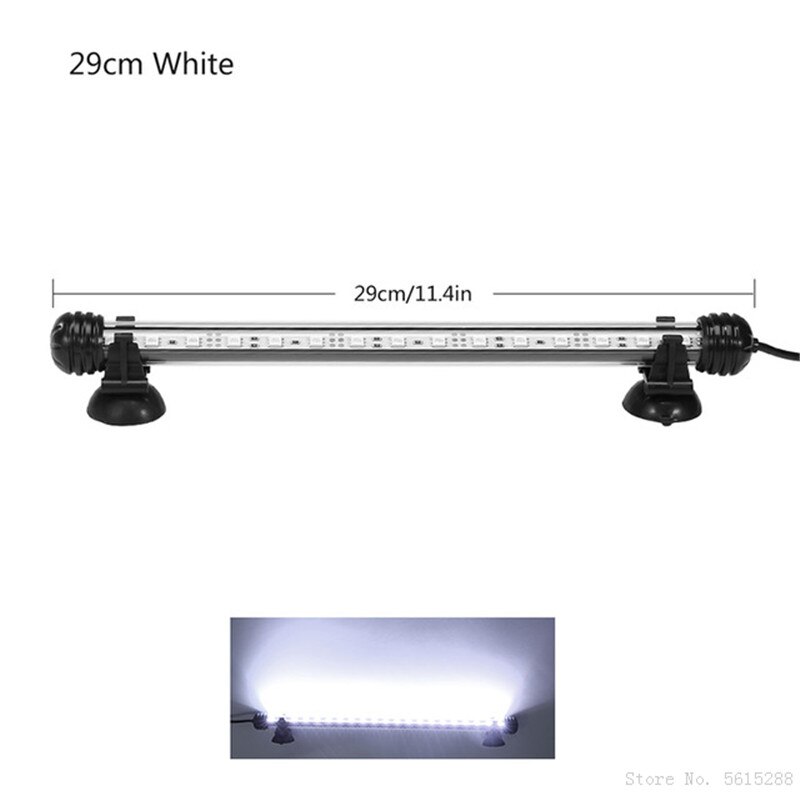 Barra de luz LED impermeable para acuario, luz subacuática de 19, 29 y 39cm, lámpara para acuario, decoración de acuarios, iluminación de 220V, enchufe europeo: White 29cm
