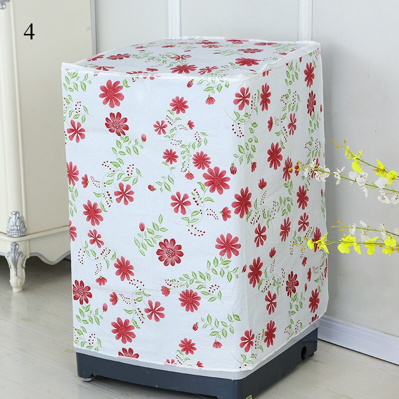 Thicken PEVA Washing Machine Cover Floral Plaid Print Sunscreen Dust Proof Cover Waterproof Case for Automatic Washing Machine: 4