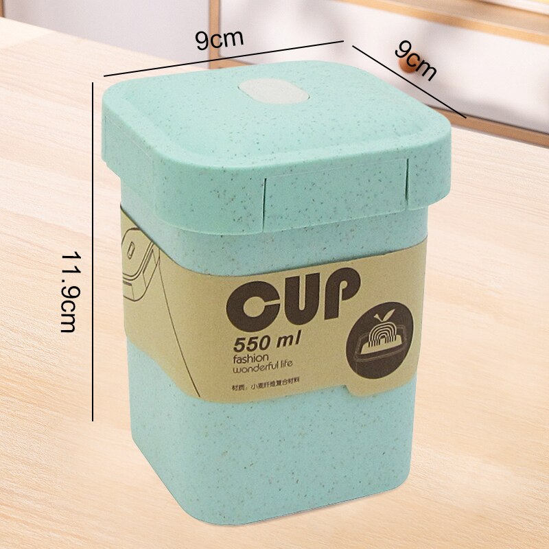 3 Lagen Lunchbox 900Ml Draagbare Tarwe Stro Bento Boxs Magnetron Dinnerwaer Foos Opslag School Kantoor Voedsel Container: Blue2