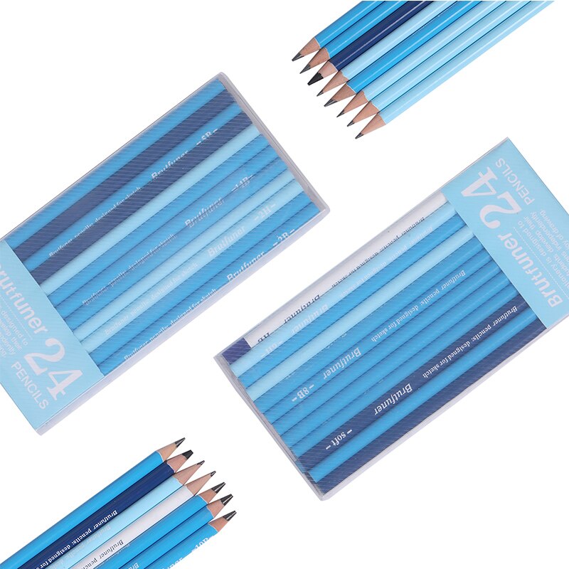 24pcs Sketch And Drawing Pencil Set B 2B 3B 4B 5B 10B HB 2H Art Sketching Drawing Kit Charcoal Pencils Art Supplies