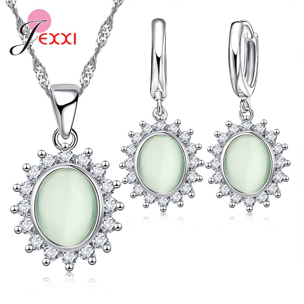 925 Sterling Silver Flower Pendant Jewelry Sets Women Girls Earrings Necklaces For Wedding Engagement Party