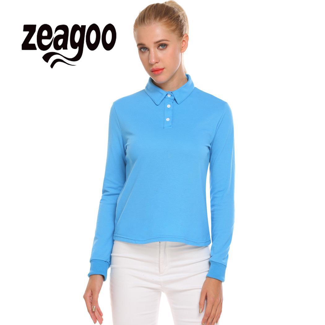 Casual Women Solid Lange Mouwen Polo Shirt Plus – Grandado