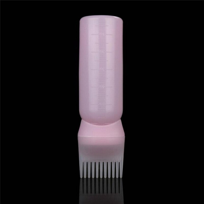 1PC 120ml Hair Dye Bottle Applicator Brush Dispensing Salon Hair Coloring Dyeing Hair Dry Cleaning Bottle: Pink