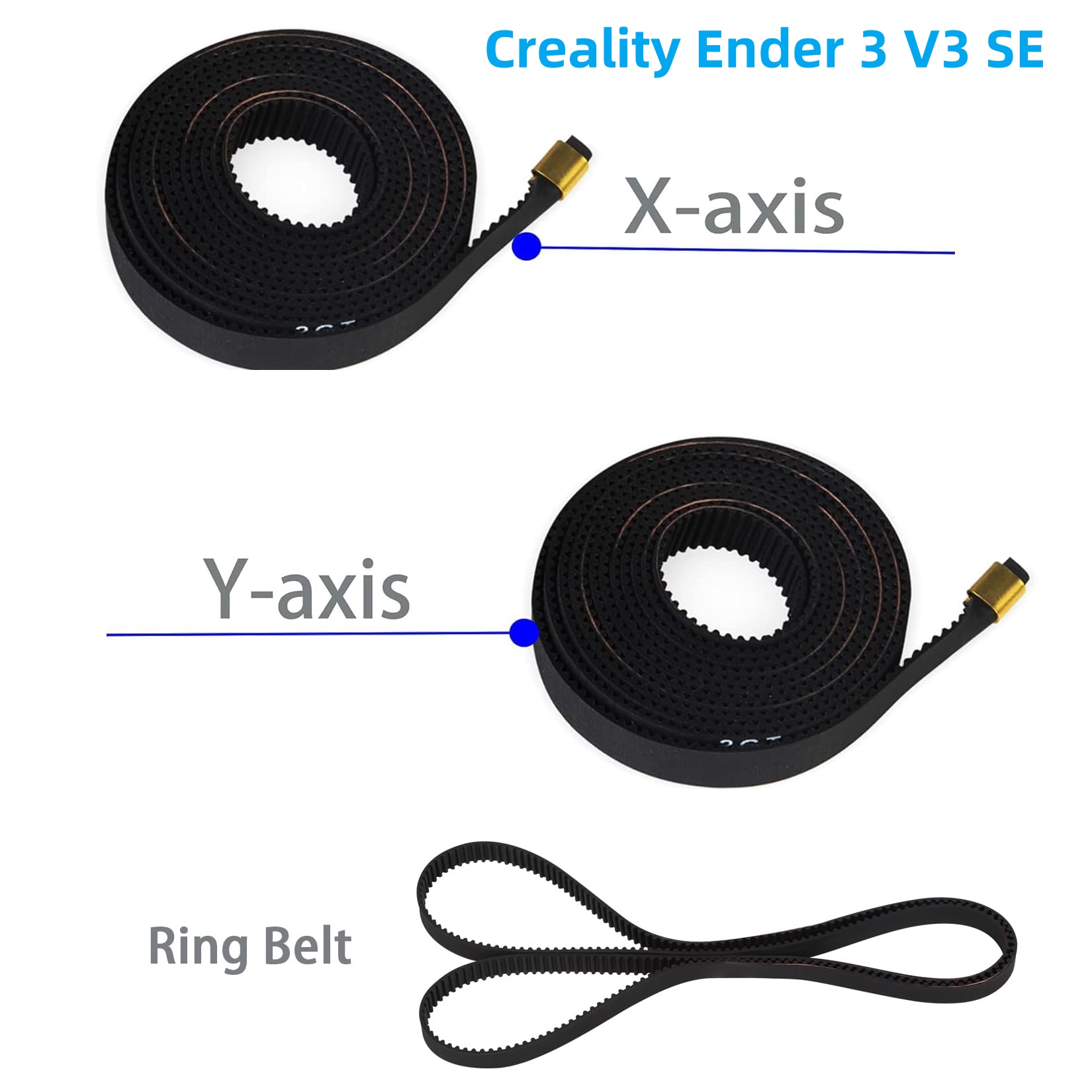Creality Ender-3 V3 SE X+Y-axis and Ring Belt Rubber Black 2GT W6×L630 Original 3D Printer Accessories: WHITE