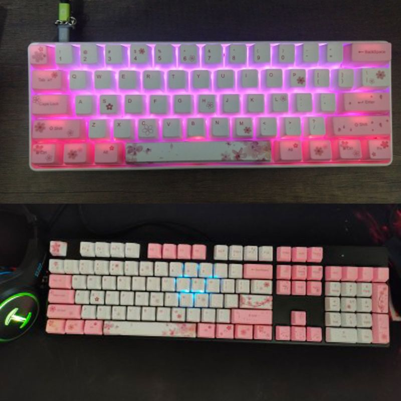 Teclas para Teclado mecánico de flor de cerezo PBT, teclas con sublimación de tinta