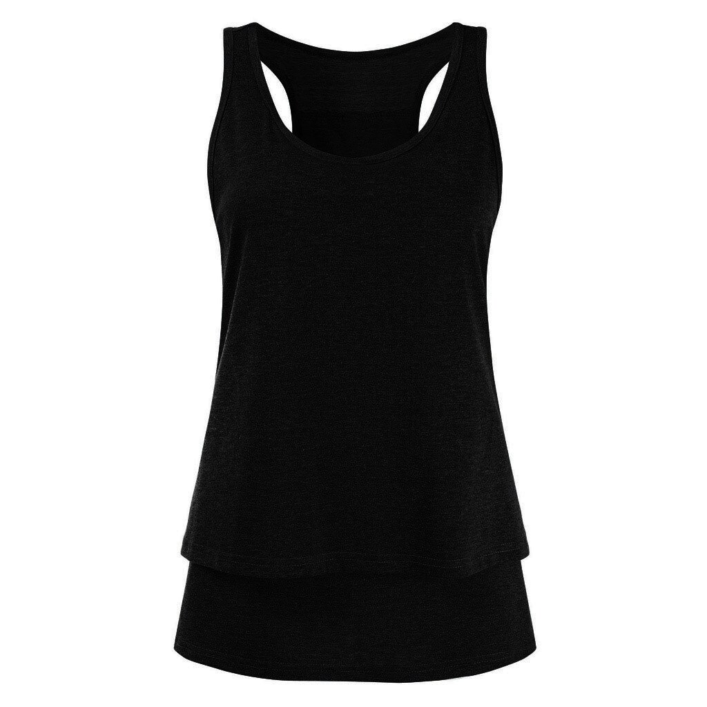 de Primavera abrigo Casual de lactancia doble capa cuello redondo cuello sin mangas top para amamantar lactancia ropa para mujeres embarazadas: BK / M