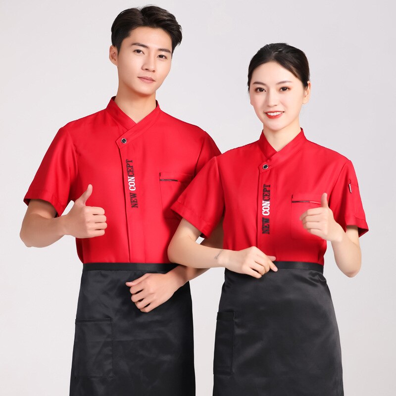 Waiter Uniform Chef Cooks Overalls Hotel Canteen Pastry Chef's Restaurant In The Summer Of Tooling With Short Sleeves