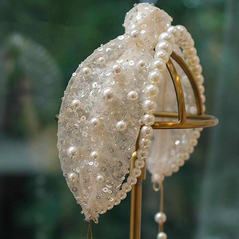 Joyería nupcial para el cabello, diadema de encaje con perlas, diadema dorada con corona, Tiaras para novia, tocado para mujer, accesorios para fiestas y bodas