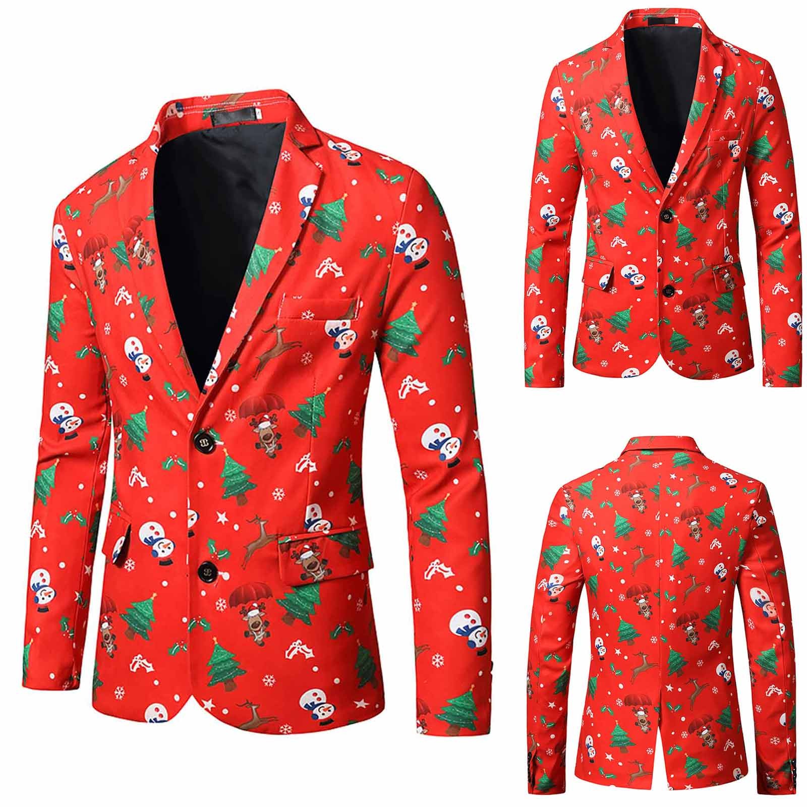 Fahion Men's Coat Christmas Suit Jacket Matching Novelty Snowmen Adults Xmas Fancy Dress Male Men Suit top Overcoat: XXL