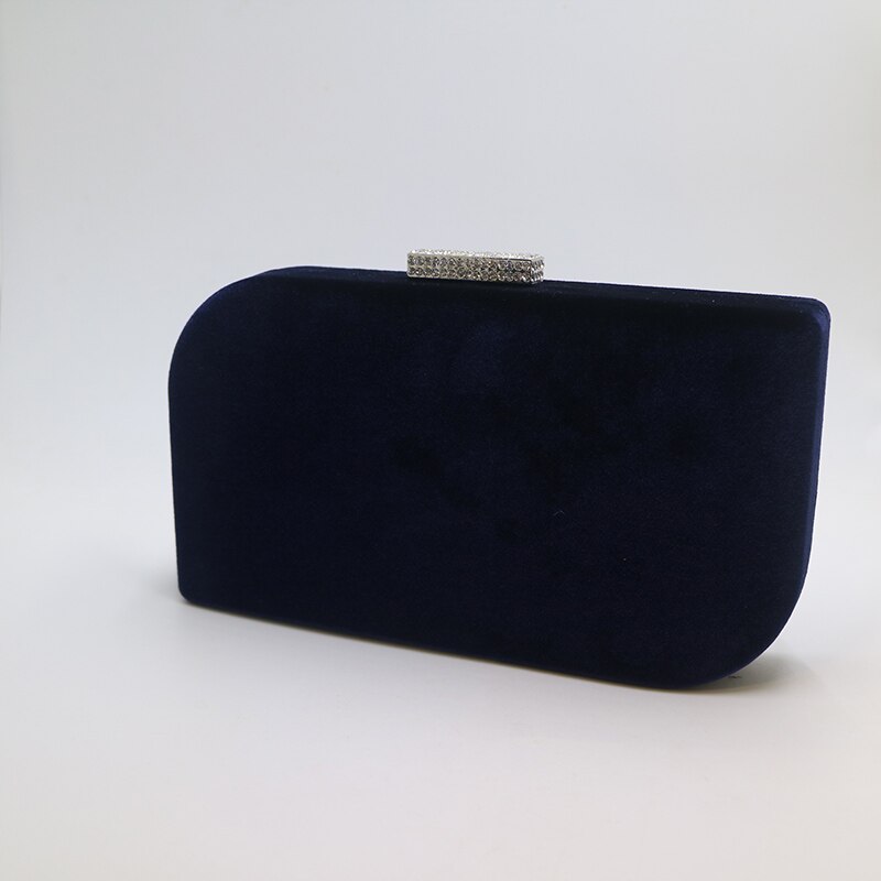 Royal nattergal hård boks clutch silke satin/fløjl mørkegrøn aftentasker til kvinders festbal og matchende sko og kjole: Fløjl-navy