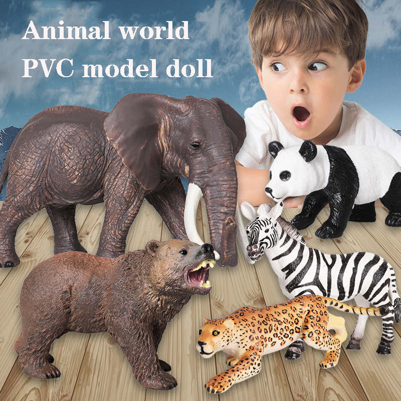 Simulation Ebene Figur Dekoration Kühlen Kollokation Pvc Modell Puppe Tiger Panda Giraffe Gepard Figur Biologische Spielzeug für freundlicher