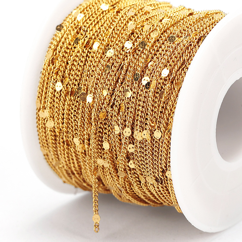 10 metros/rollo de cadena dorada de acero inoxidable, collar, cadena de eslabones, accesorios para pulseras, componentes de fabricación de joyas, bricolaje hecho a mano
