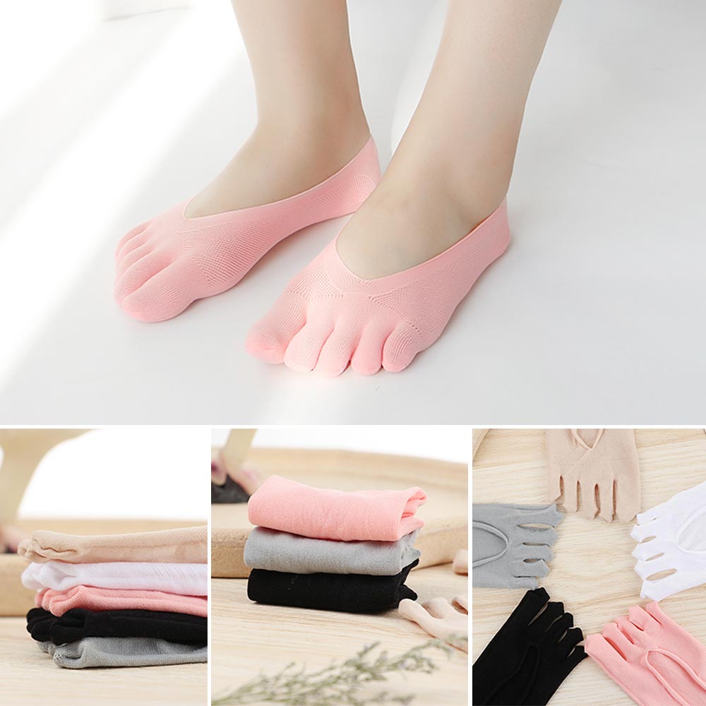 Chaussettes d'été à cinq doigts pour femmes, respirantes, Ultra-fines, coupe basse, doublure, antidérapantes, invisibles