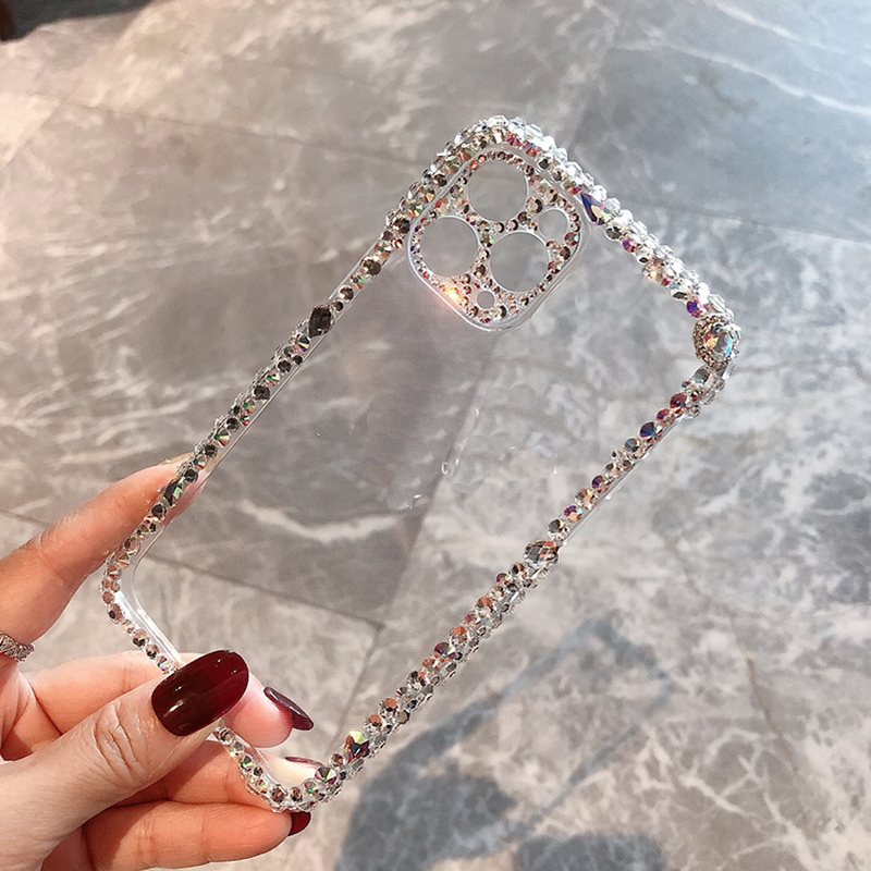 Custodia con diamanti con strass Bling per Iphone 11 12 13 Pro Max X XS XR 7 8 Plus 12 Mini 11 Glitter custodia protettiva per fotocamera Soft Coque: For iphone 12Pro Max