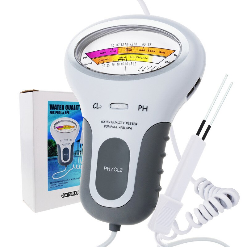 Medidor Digital portátil 2 en 1 de del agua, medidor de PH y nivel de cloro CL2 para piscina, Spa, análisis de del agua