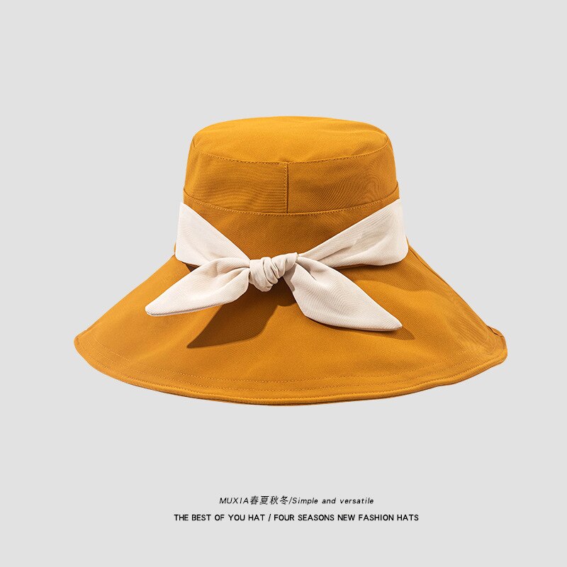 Vrouwen Vlinderdas Emmer Hoed Voor Dames Reizen Strand Zonnehoed Casual Brede Rand Visser Cap Zomer Lente Vouw zonnehoed: yellow