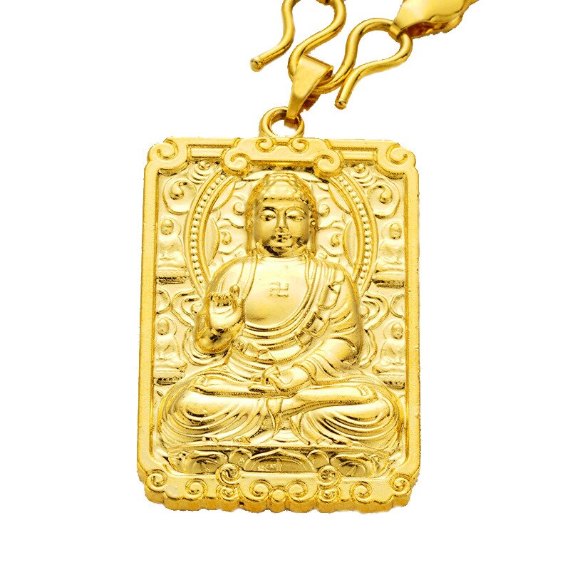 OMHXFC Europese Mode Man Party Verjaardag Huwelijkscadeau Rechthoek God Chinese Zodica 18KT Real Gold Charm Hanger PN75