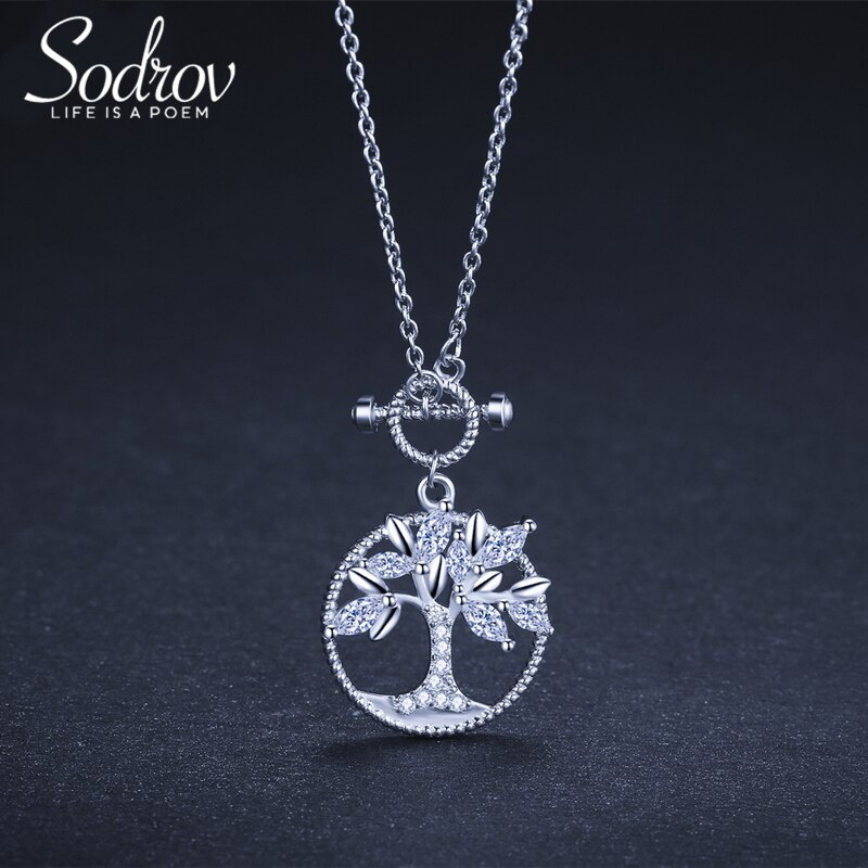 Sodrov-collar de árbol de la vida para mujer, plata 925, 15MM, collar de plata de la suerte natural, joyería de plata 925,