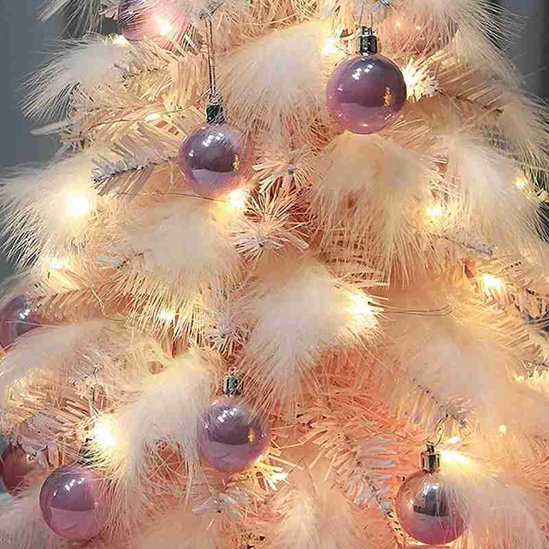 Netto Rood Roze Veer Kerstboom Kerst Ornamenten Ornamenten Handgemaakte Kerstboom Kunstmatige Decoratie P2E7