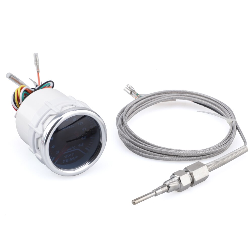 52mm ext EGT auto exhaust thermometer with sensor, smoke lens, automotive exhaust gas temperature sensor, white LED