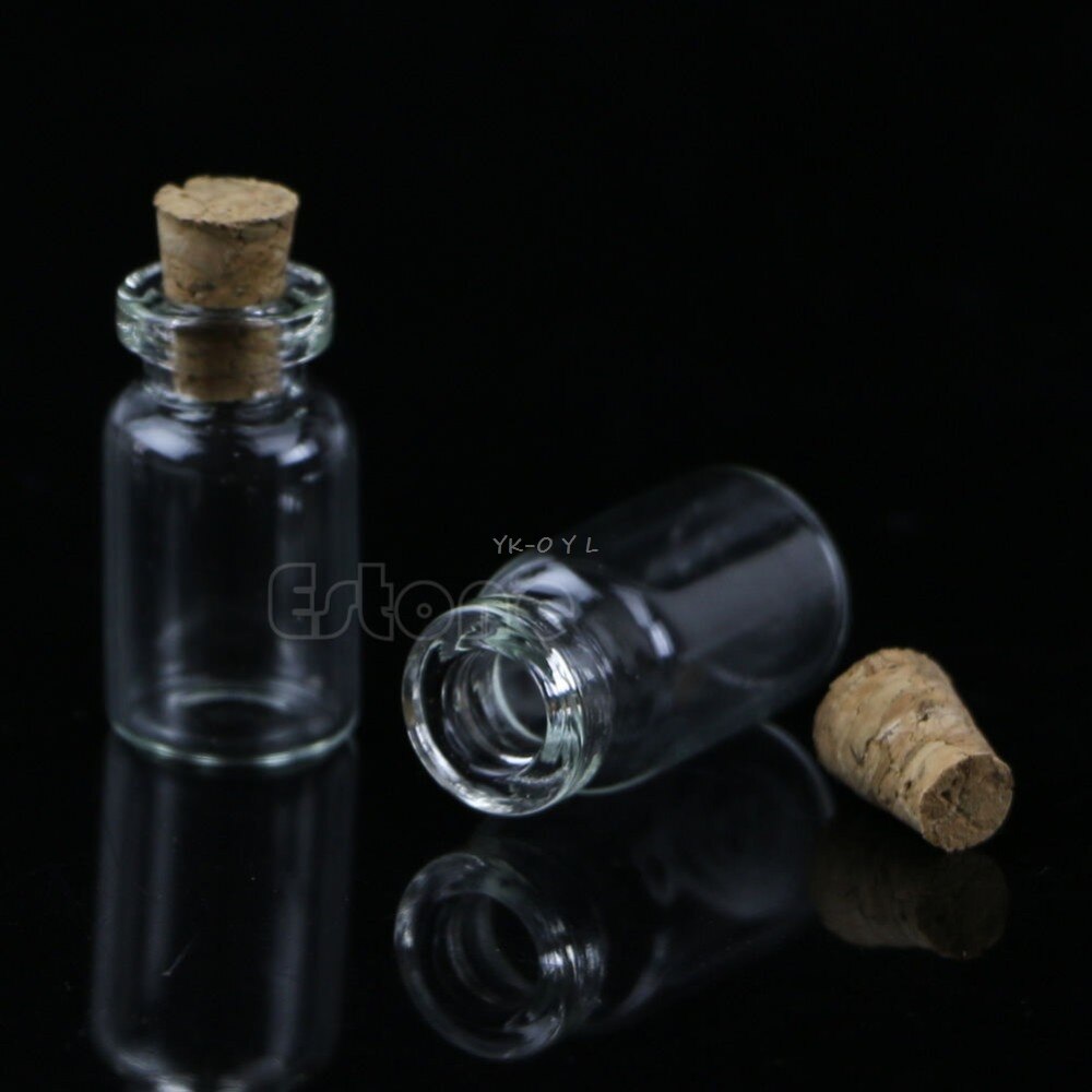 Petites bouteilles en verre de 0.5mL, 10 pièces, avec bouchon en liège transparent, , offre spéciale