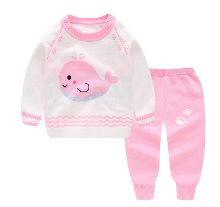 Warme truien met baby walvis patronen: Roze / 12m