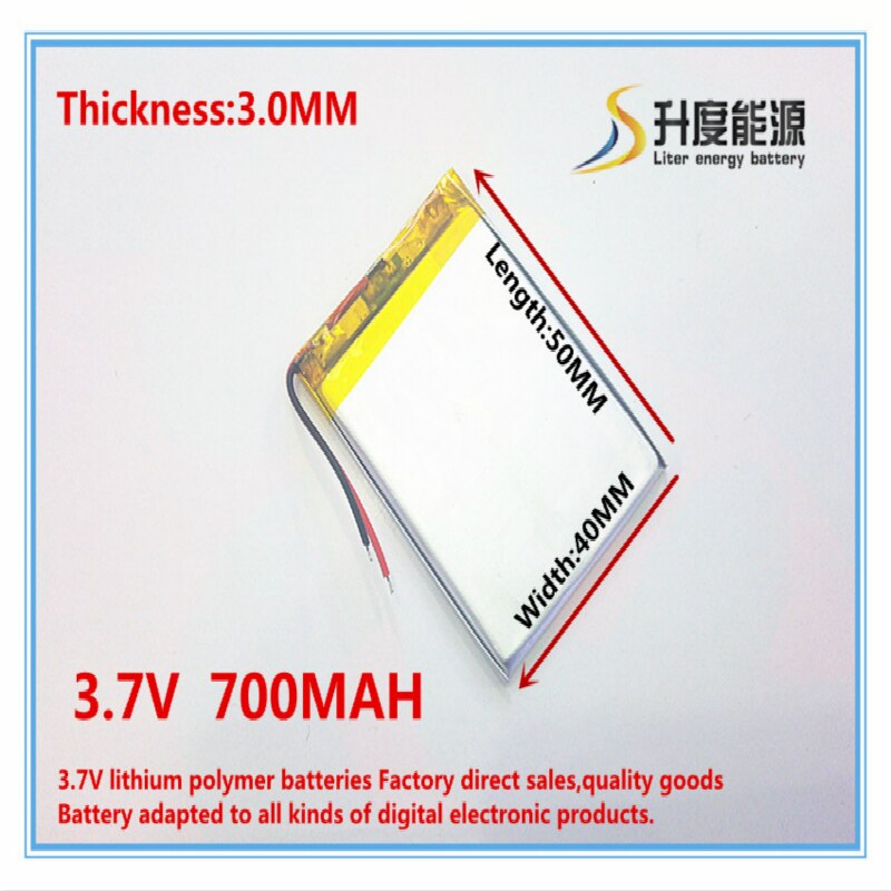 Liter energy battery 304050 3.7V 700MAH lithium polymer battery 034050 MP4 MP5 screen handwriting
