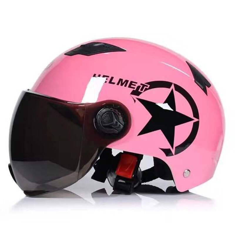 Elektrische Auto Helm Scooter Bike Open Gezicht Half Baseball Cap Anti-Uv Veiligheid Harde Hoed Fietshelm Verstelbare H7J: Roze