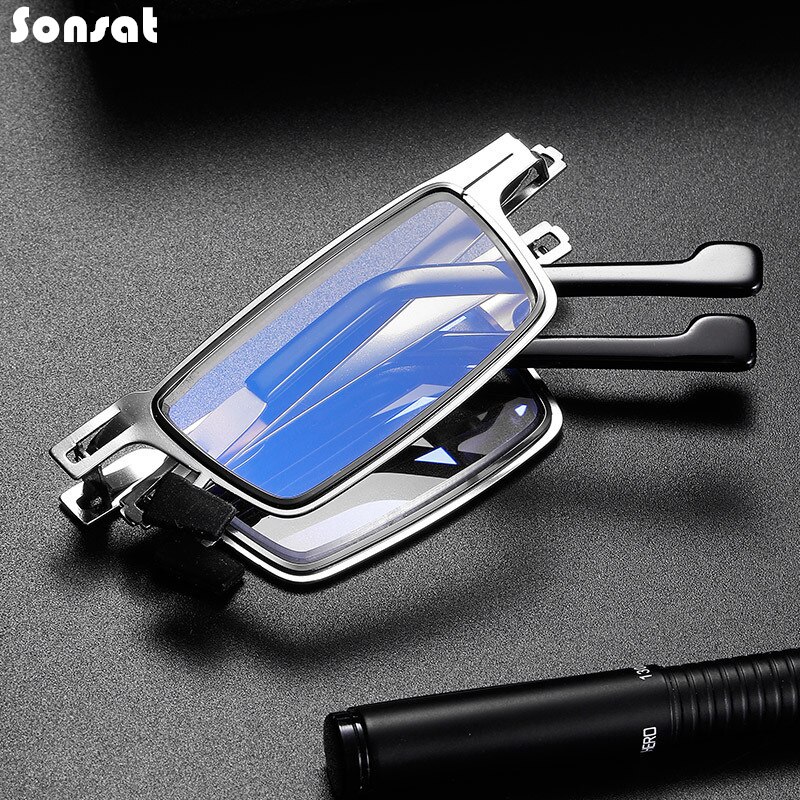 Vouwen Leesbril Metalen Ronde Mannen Blauw Licht Computer Grade Bril Smalle Brillen Frame Voor Mannen Gafas + 1,1.5,2,3,4