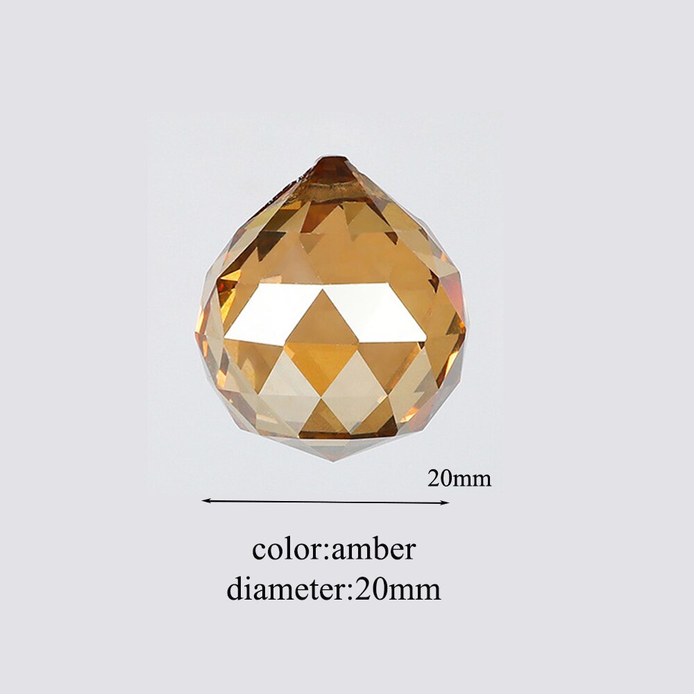 20/30/40mm cor múltipla bola de iluminação cristal feng shui lâmpada prisma bola arco-íris sun catcher casa decoração festa casamento ornamento: 20MM amber
