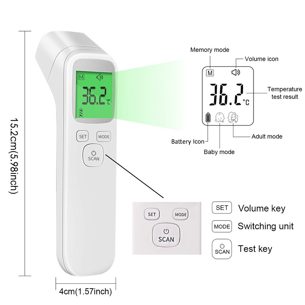 Termômetro de testa termômetro infravermelho termômetro sem contato termômetros com feveralarm handheld ferramenta digital medição temperatura