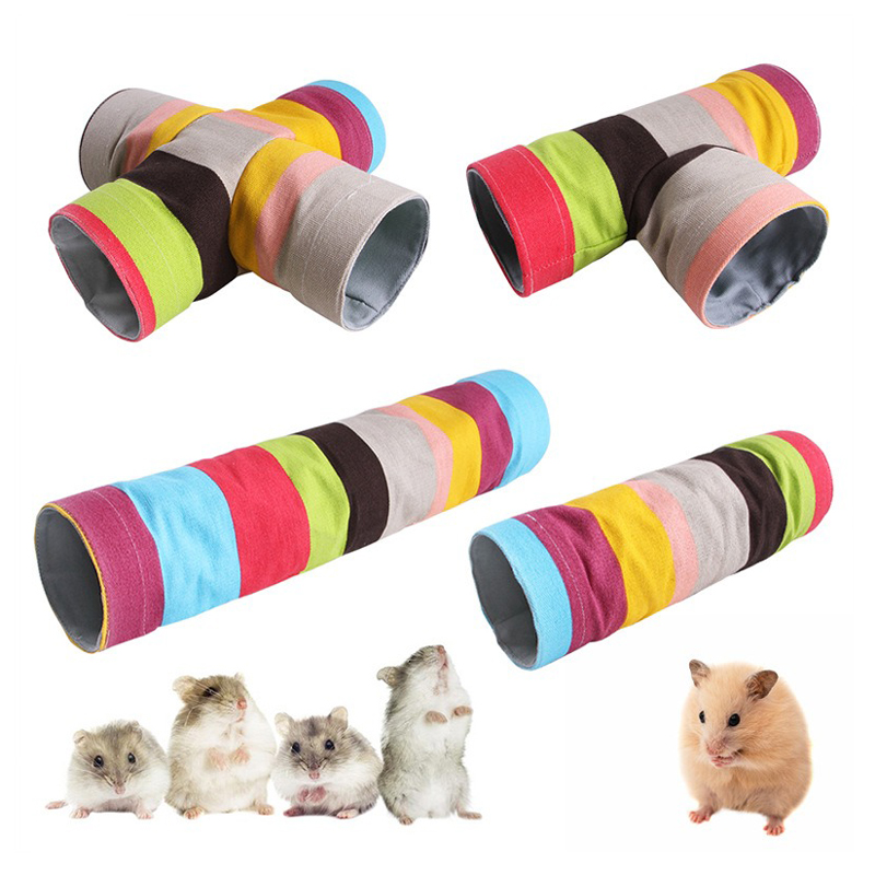 Zusammenklappbarer Segeltuch-Tunnel für kleine Tiere, Haustier-Hamster-Trainingssteck-Tunnel für Meerschweinchen, Haustierspielröhren