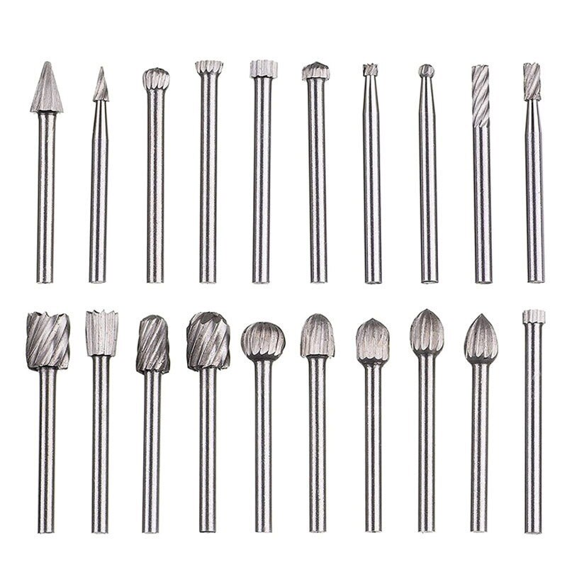 20pcs Rotary File Cutter Titanium Dremel Routing Metal Wood Rotary Milling Rotary File Cutter Woodworking Carving Cutter Tools