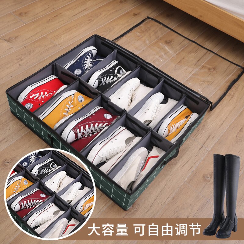 Transparent visible adjustable bed bottom shoe box shoe cabinet storage box space superimposed shoe box bag