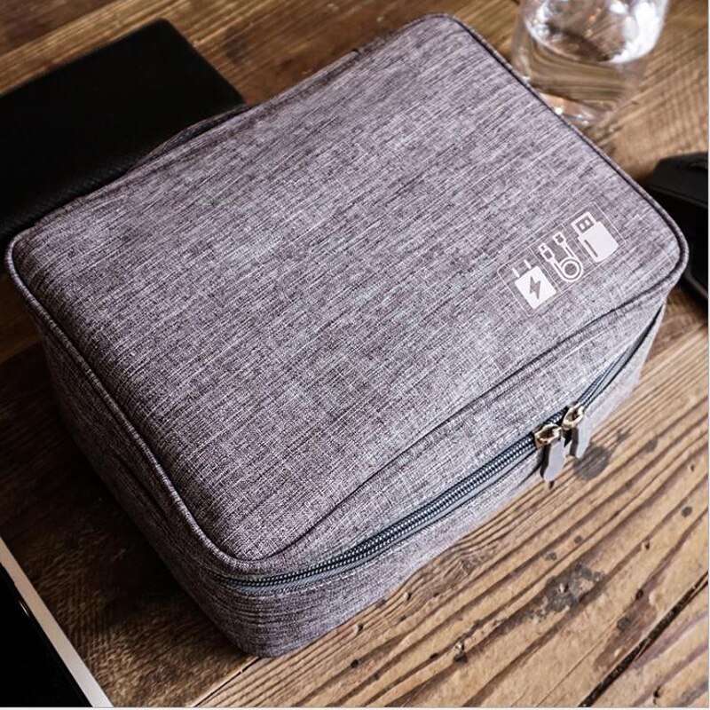 Bolsa de viagem portátil para aparelhos usb, bolsa para cosméticos e armazenamento de linha com carregador usb