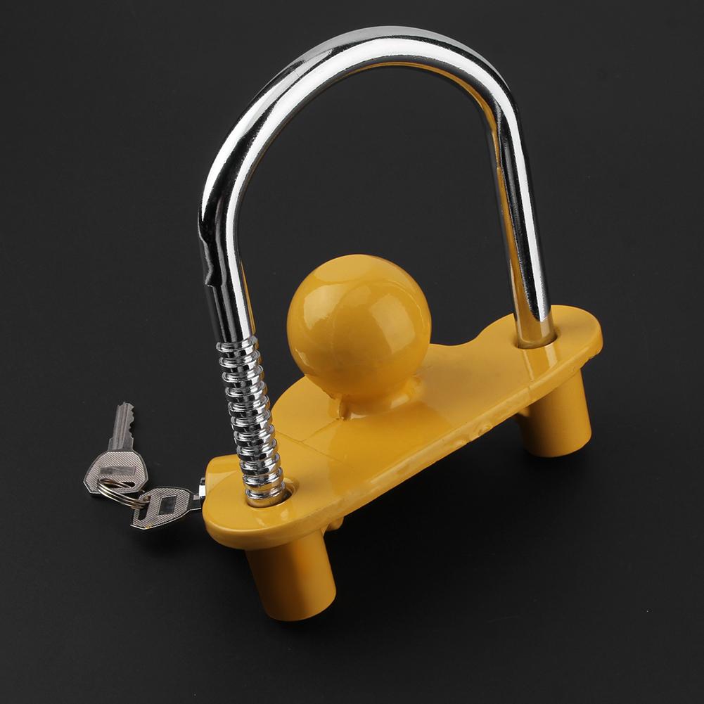 Universal Heavy Duty Hitch Lock Caravan Trailer Ball Coupler Lock Yellow MGO3