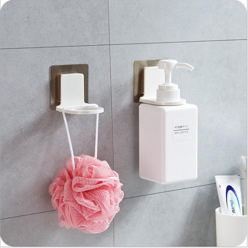 Plast veggfeste såpe sjampo dusj gel dispenser flaskeholder krok henger oppheng bad kjøkken arrangør uten bor
