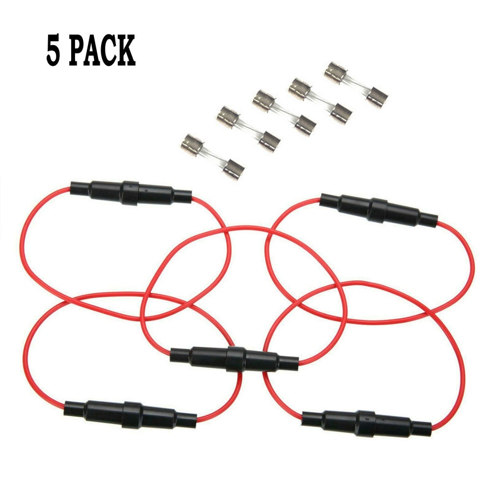 5X Type Fuse Glass Holder 5x20mm Inline AGC Fuse Screw Quick-Blow with 22AWG Wire Wired Fuse Sleeve Holder