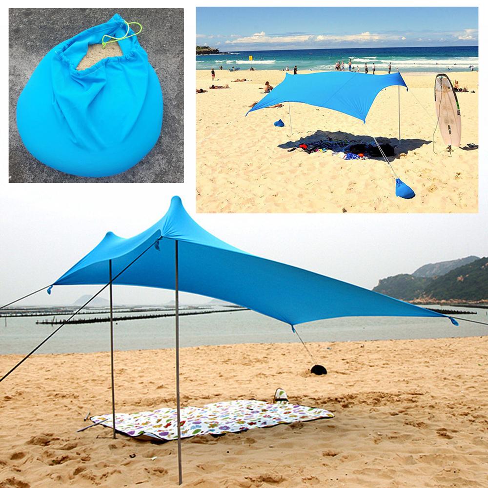 Familie Strand Sonne Schatten Zelt mit Sand Anker UPF50 UV Schutz Camping Schutz Tarp draussen Werkzeuge für 3-4 Person Camping: Blau