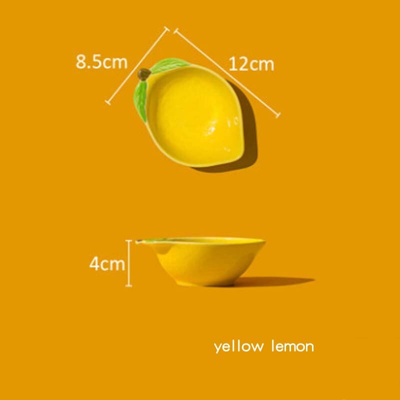 Keukengerei Snack Kleine Plaat Voor Voedsel Keramische Kant Dishe Servies Fruitschaal Saus Dishe Serveren Cartoon Tafel Decoratie: yellow lemon