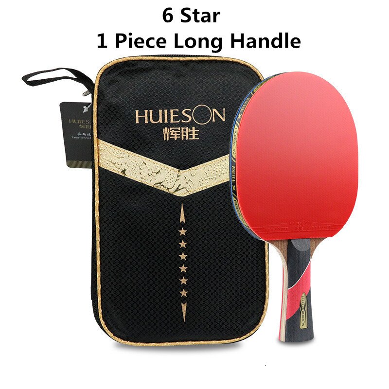 Huieson-raqueta de tenis de mesa de 6 estrellas, raquetas de Ping Pong de goma con doble grano de carbono, pala de pádel, potente murciélago con cubierta, 1 par: 6 Star 1 Long