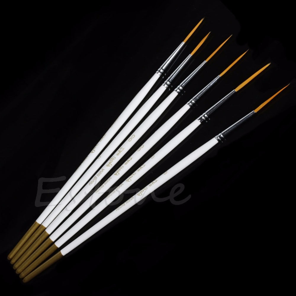 6 unids/set pelo de Nylon brocha redonda para pintar gancho línea lápiz artista dibujar pintura arte
