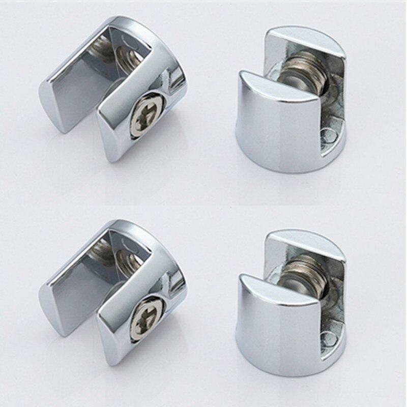 4Pcs Glas Klem Glas Plated Beugels Zinklegering Chroom Plank Houder Ondersteuning Beugels Klemmen Voor 6-8mm/ 8-10Mm/10-12Mm